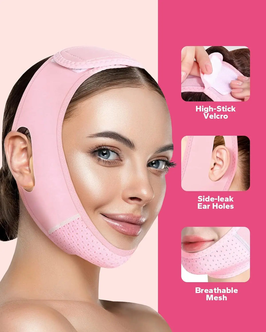 Erlebe die Kraft von Denella™ – unserem wiederverwendbaren V-Line Face Strap, der deine Gesichtszüge sanft anhebt und das Doppelkinn sichtbar reduziert. Ideal für alle, die sich eine V-förmige, straffe Gesichtsform wü